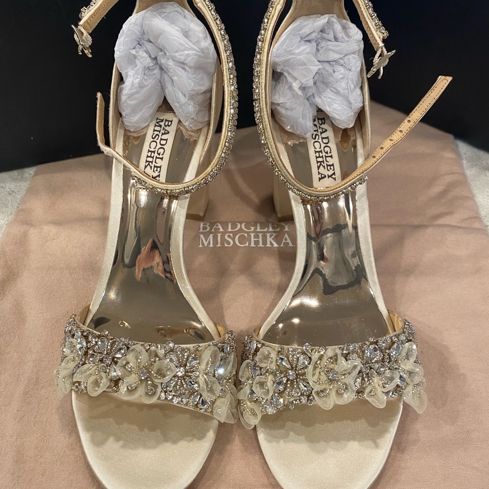 Badgley Mischka Finesse Ivrsat, size 7.5, incredibly gorgeous heels! Brand new!!